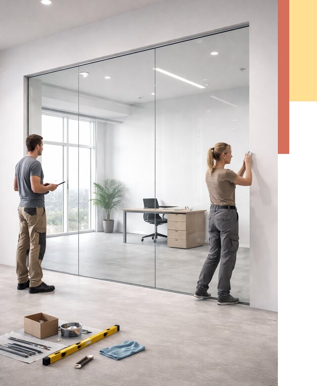 Перегородки из закаленного стекла в таре от 9774 руб. под ключ | ОТДЕЛОЧНИК-Тар