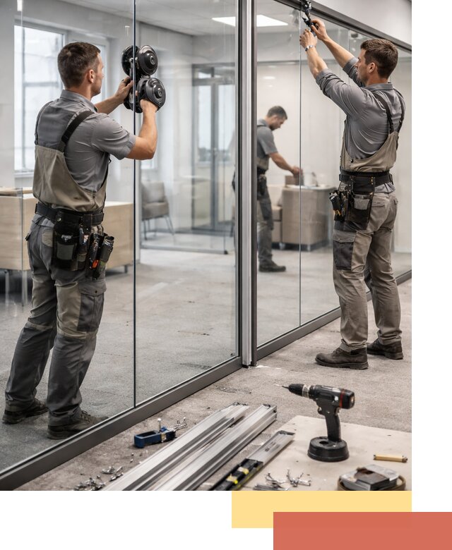 Стеклянные офисные перегородки под ключ в таре