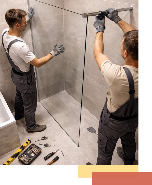 Стеклянные перегородки для душа в таре — изготовление и монтаж