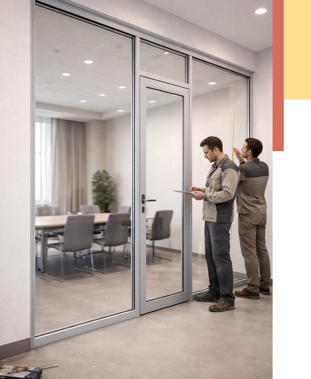 Установка и монтаж алюминиевых перегородок со стеклом в таре от 8436 руб. | ОТДЕЛОЧНИК-Тар