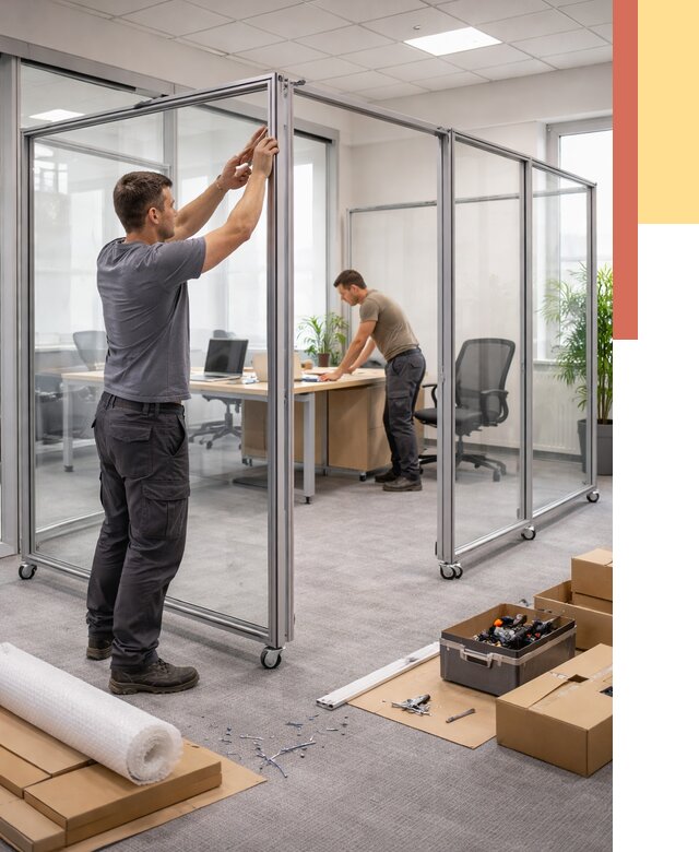 Мобильные офисные перегородки в таре от 12860 руб. — установка под ключ | ОТДЕЛОЧНИК-Тар