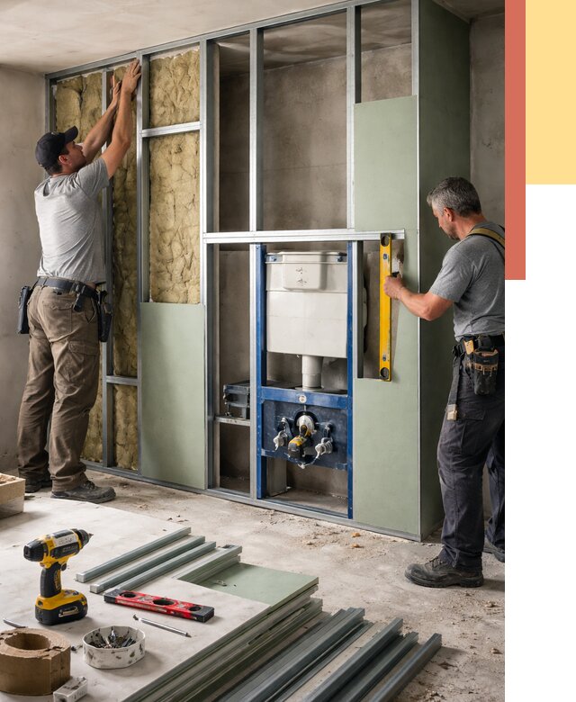 Установка сантехнических перегородок в таре от 8745 руб. | ОТДЕЛОЧНИК-Тар