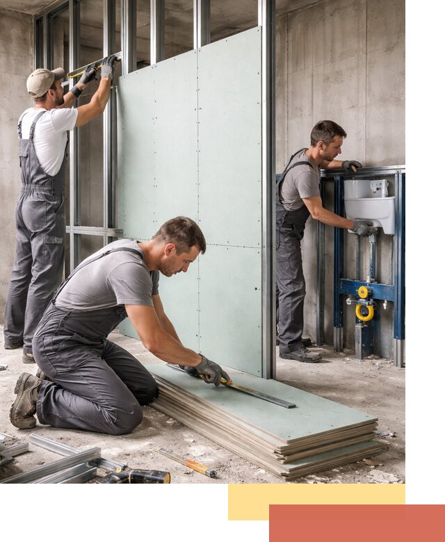 Монтаж и ремонт сантехнических перегородок в таре