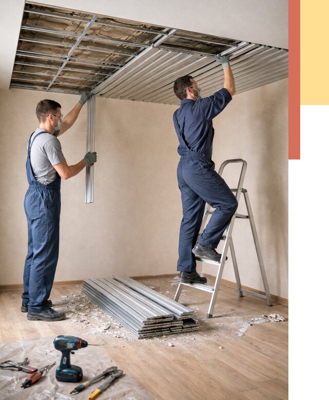 Демонтаж реечного потолка в таре от 4630 руб. быстро и недорого | ОТДЕЛОЧНИК-Тар