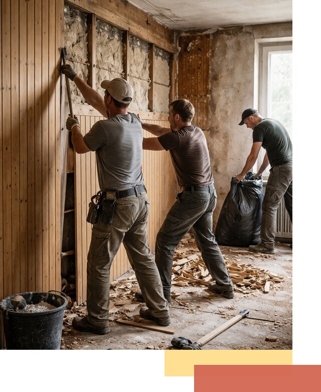 Демонтаж вагонки и вывоз материалов в таре