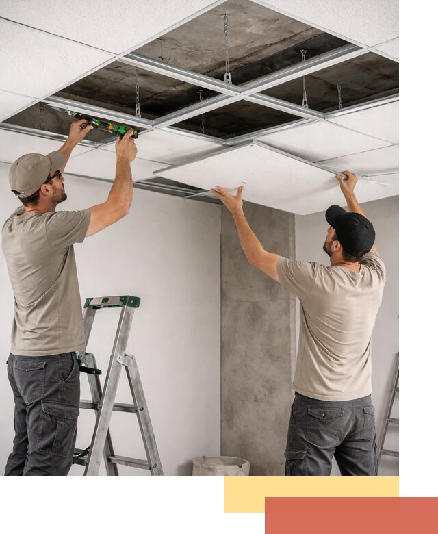 Монтаж потолка Армстронг под ключ в таре