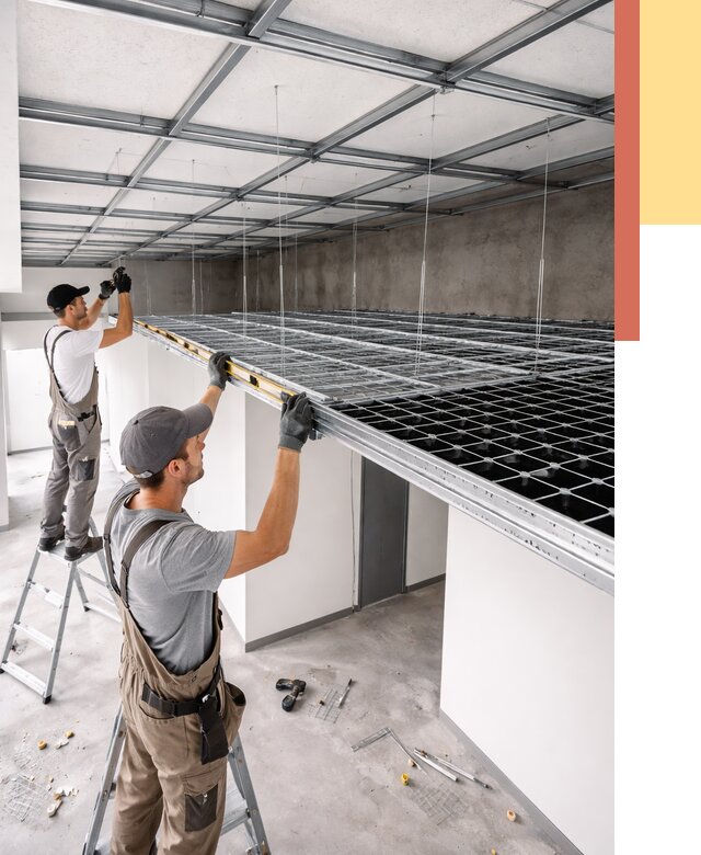 Монтаж потолка грильято в таре от 463 руб./м² — быстрая сборка под ключ | ОТДЕЛОЧНИК-Тар