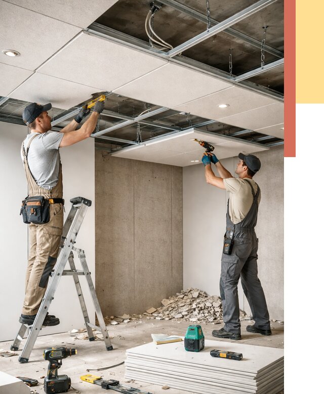 Монтаж акустического потолка в таре от 6687 руб/м2 — быстро и недорого | ОТДЕЛОЧНИК-Тар