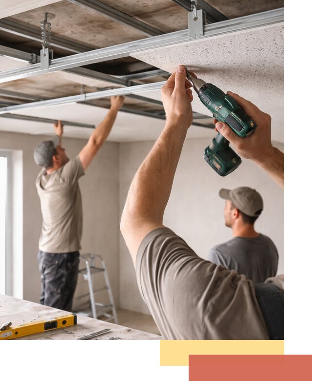 Монтаж акустического потолка в таре под ключ