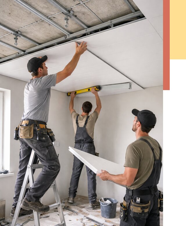 Монтаж потолка из ПВХ панелей в таре от 3601 руб./м2 — быстро и недорого | ОТДЕЛОЧНИК-Тар