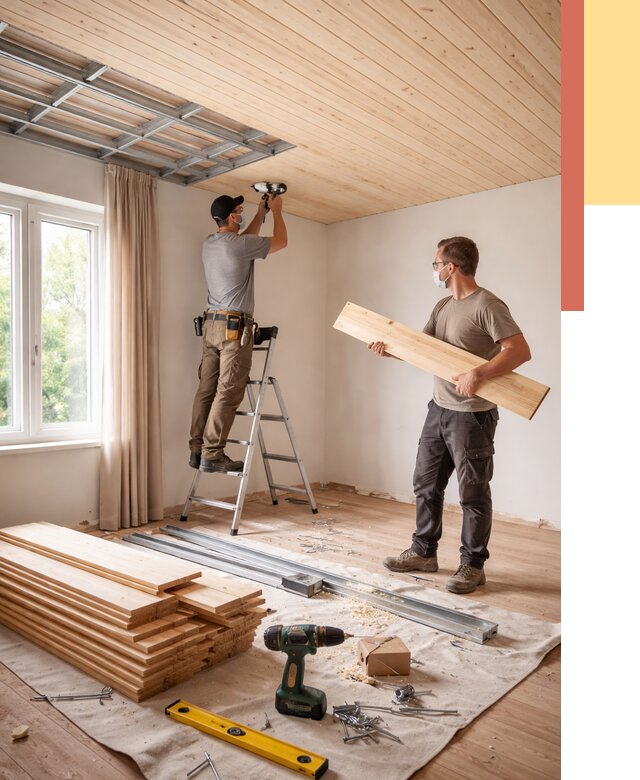 Монтаж потолка из вагонки в таре от 6687 руб. | Быстро и недорого — ОТДЕЛОЧНИК-Тар