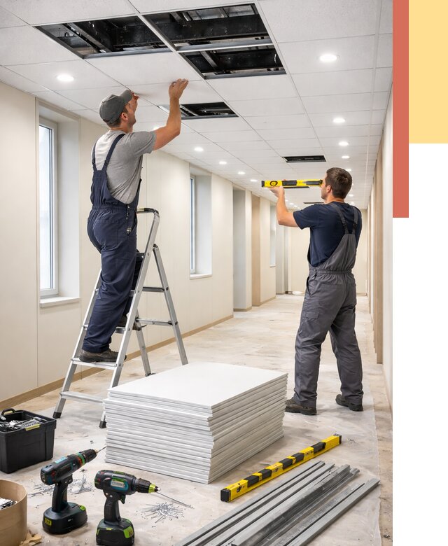 Ремонт потолка Армстронг в таре от 4630 руб. — быстро и недорого | ОТДЕЛОЧНИК-Тар