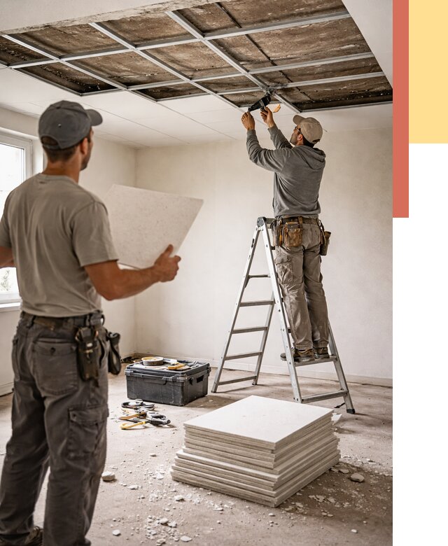 Замена плит подвесного потолка в таре от 1800 руб. быстро и недорого | ОТДЕЛОЧНИК-Тар