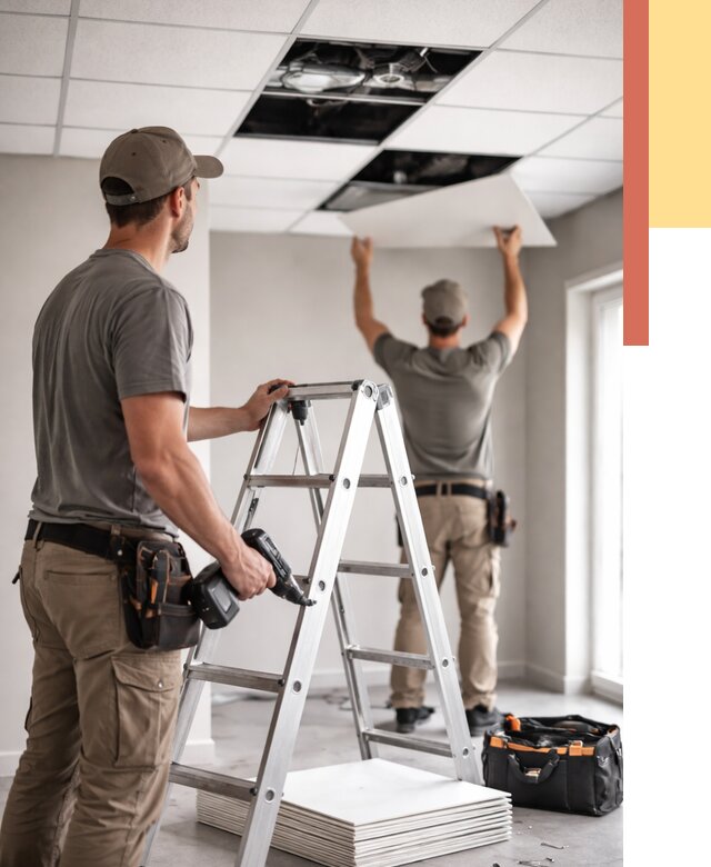 Обслуживание подвесного потолка в таре от 3601 руб. — быстро и недорого | ОТДЕЛОЧНИК-Тар