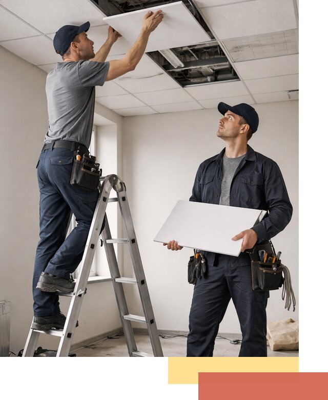 Обслуживание подвесного потолка в таре — ремонт и чистка