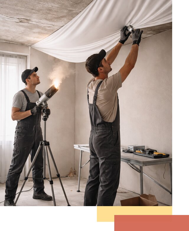 Установка натяжного потолка под ключ в таре