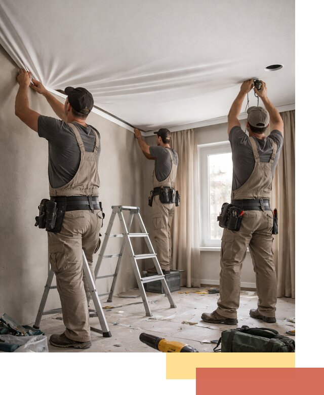 Монтаж матового натяжного потолка в таре качественно и быстро