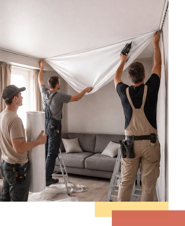 Монтаж сатинового натяжного потолка в таре качественно и быстро