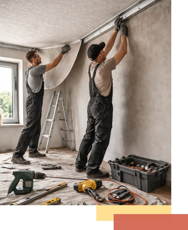 Монтаж фактурного натяжного потолка в таре качественно и быстро