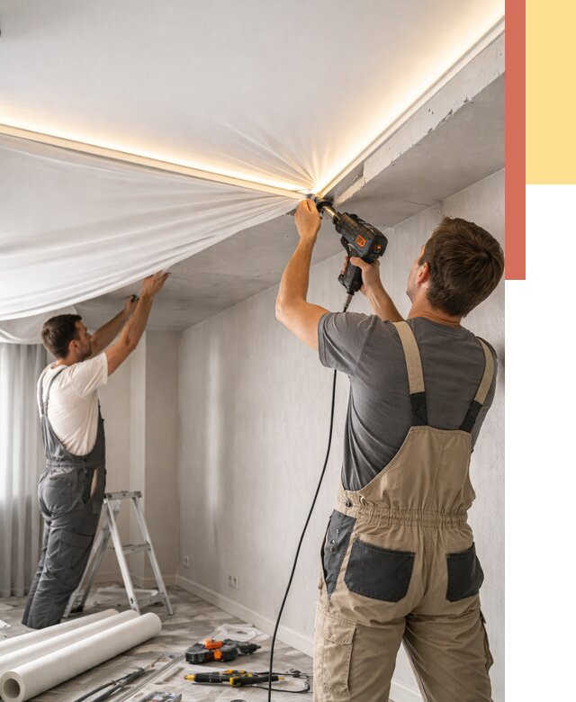 Монтаж натяжного потолка с подсветкой в таре от 977 руб. | ОТДЕЛОЧНИК-Тар