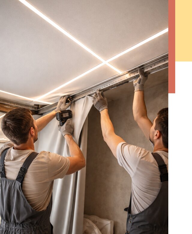 Монтаж натяжного потолка со световыми линиями в таре от 1235 руб. | ОТДЕЛОЧНИК-Тар