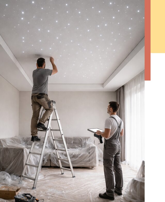 Монтаж натяжного потолка «звездное небо» в таре от 6687 руб. | ОТДЕЛОЧНИК-Тар