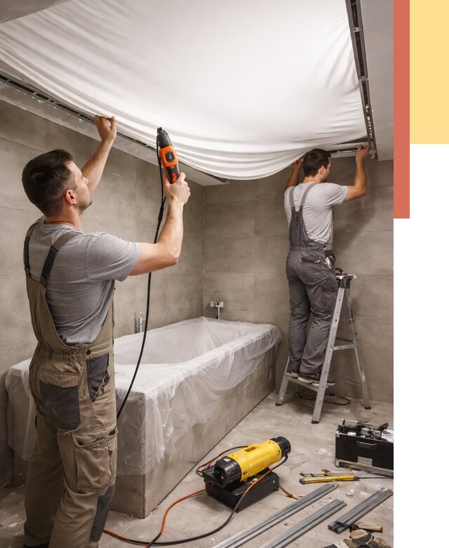 Монтаж натяжного потолка в ванной в таре от 1235 руб. под ключ | ОТДЕЛОЧНИК-Тар