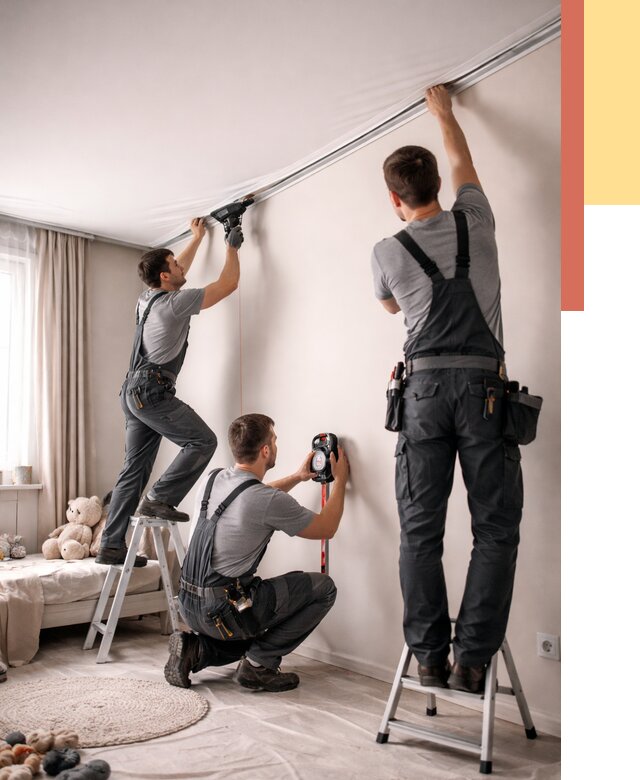 Монтаж натяжного потолка в детской в таре от 3601 руб. — быстро и недорого | ОТДЕЛОЧНИК-Тар