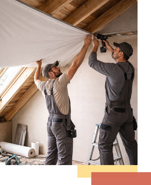 Монтаж натяжного потолка в мансарде в таре