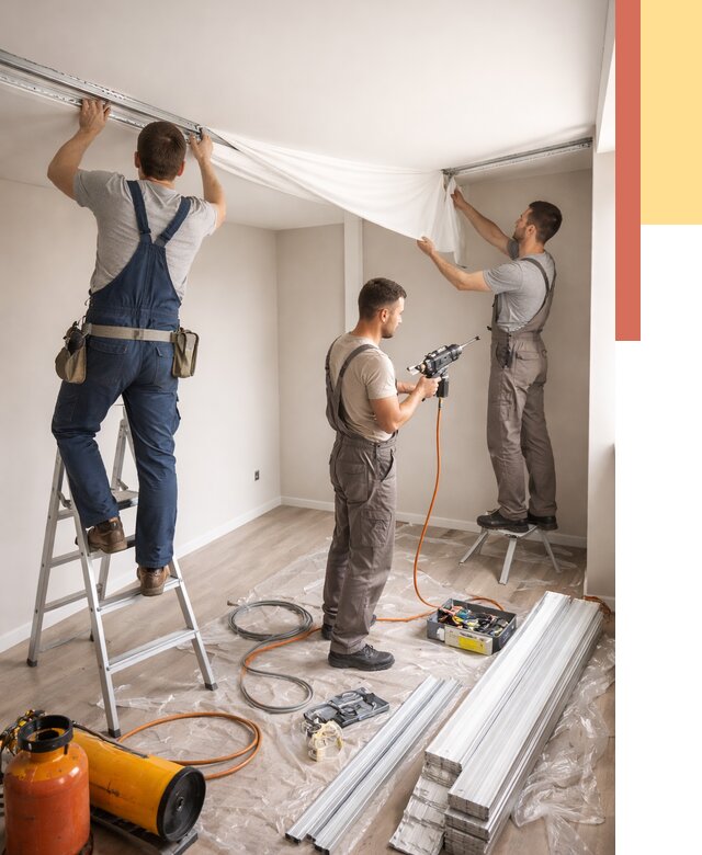 Монтаж натяжного потолка в студии в таре от 5658 руб. — быстро и недорого | ОТДЕЛОЧНИК-Тар