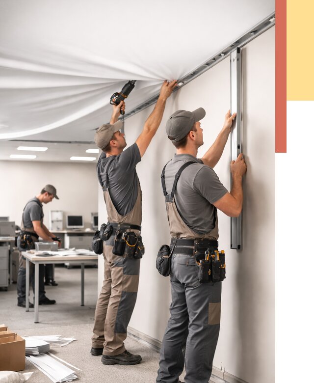 Монтаж натяжного потолка в офисе в таре от 463 руб/м² — быстро и недорого | ОТДЕЛОЧНИК-Тар