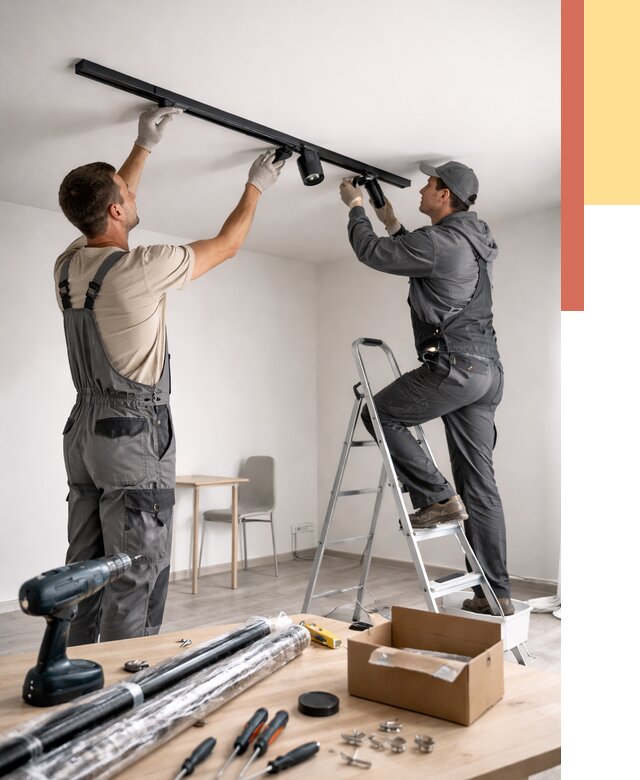 Установка трековых светильников в натяжной потолок в таре от 4321 руб. | ОТДЕЛОЧНИК-Тар