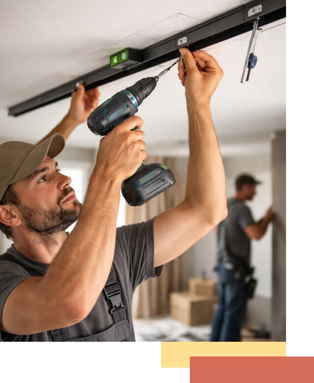 Установка трековых светильников в натяжной потолок в таре