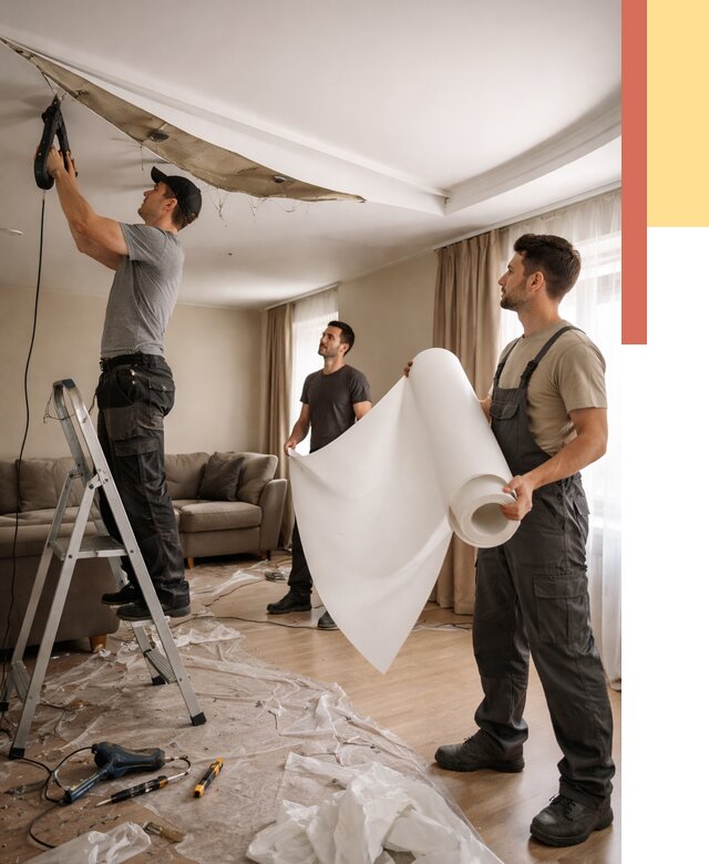 Замена полотна натяжного потолка в таре от 9774 руб. быстро и недорого | ОТДЕЛОЧНИК-Тар