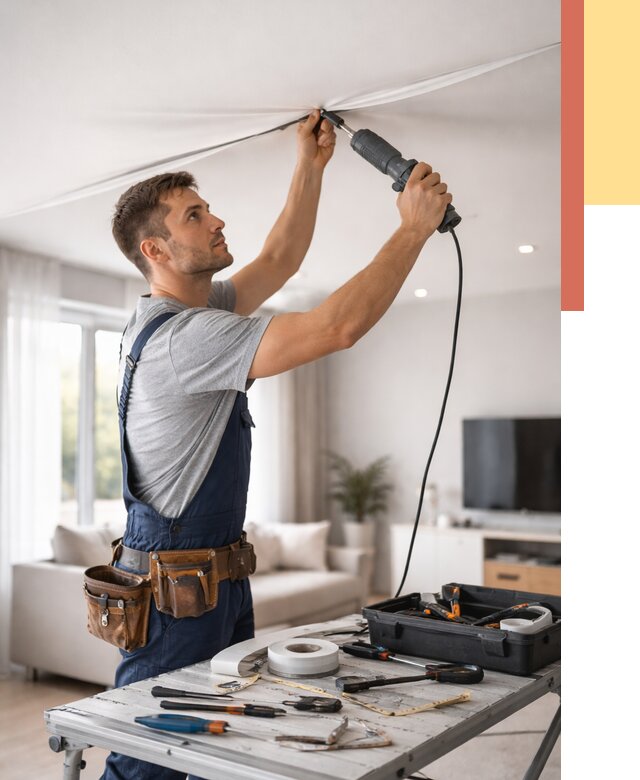 Ремонт натяжных потолков в таре от 9774 руб. под ключ — ОТДЕЛОЧНИК-Тар