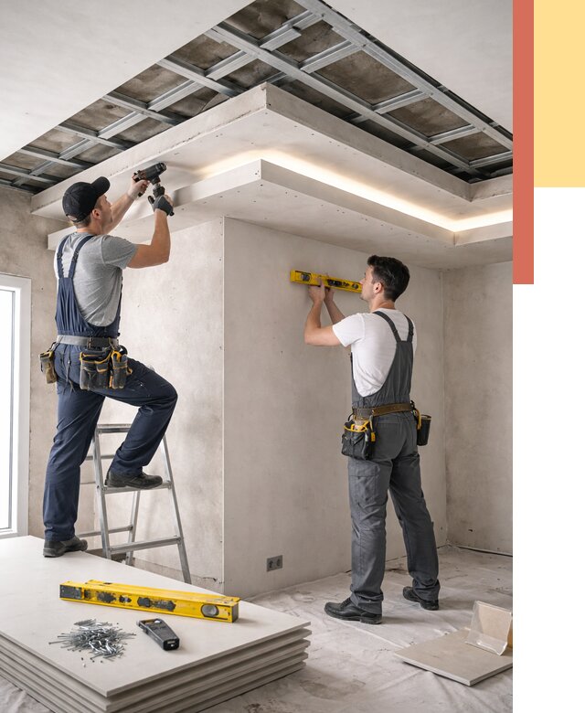 Двухуровневый потолок из гипсокартона в таре от 1492 руб. под ключ | ОТДЕЛОЧНИК-Тар