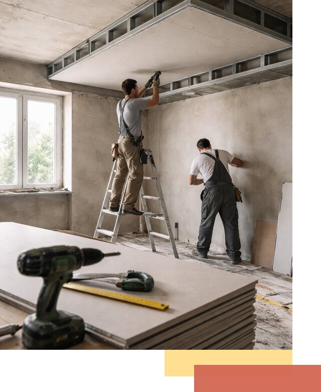 Двухуровневый потолок из гипсокартона в таре