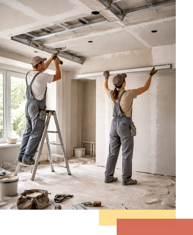 Монтаж многоуровневого потолка из гипсокартона в таре