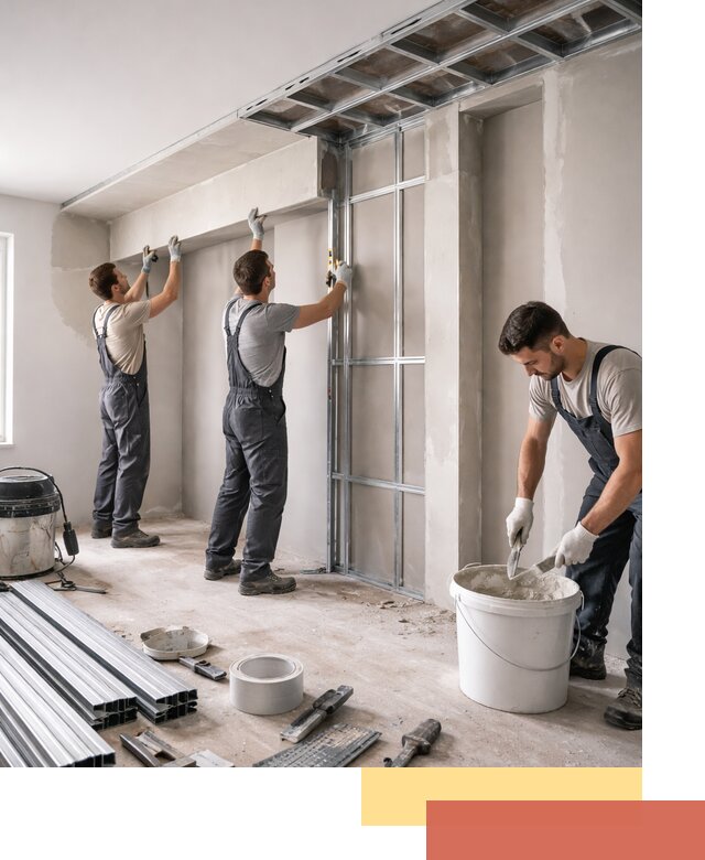 Монтаж потолка из гипсокартона с нишей в таре