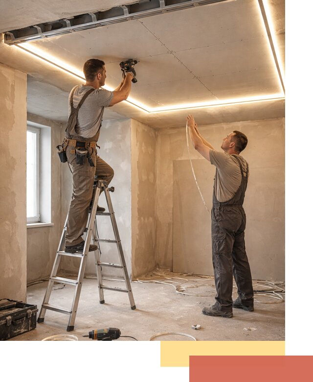 Потолок из гипсокартона с подсветкой в таре