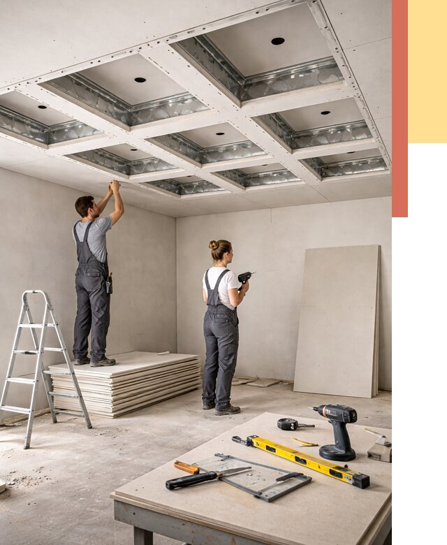 Кессонный потолок из гипсокартона в таре от 1903 руб. — монтаж и под ключ | ОТДЕЛОЧНИК-Тар