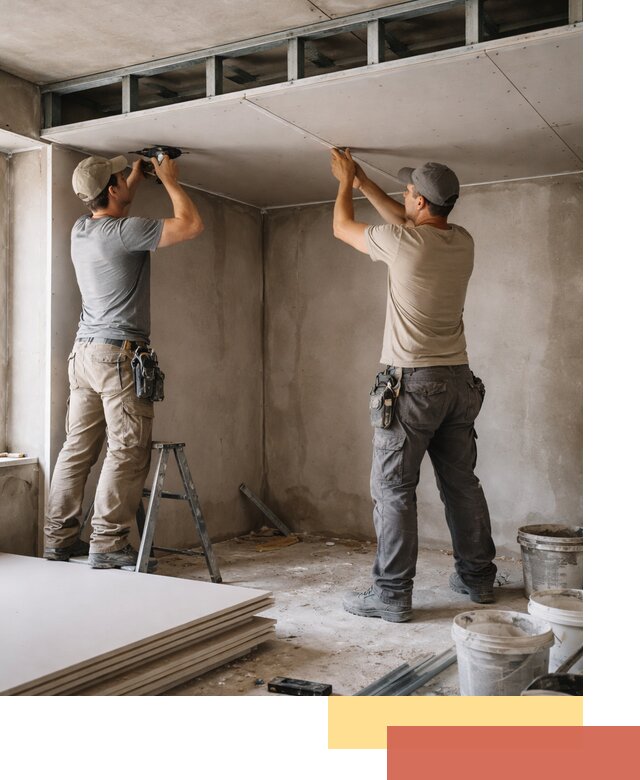 Короб из гипсокартона на потолке под ключ в таре