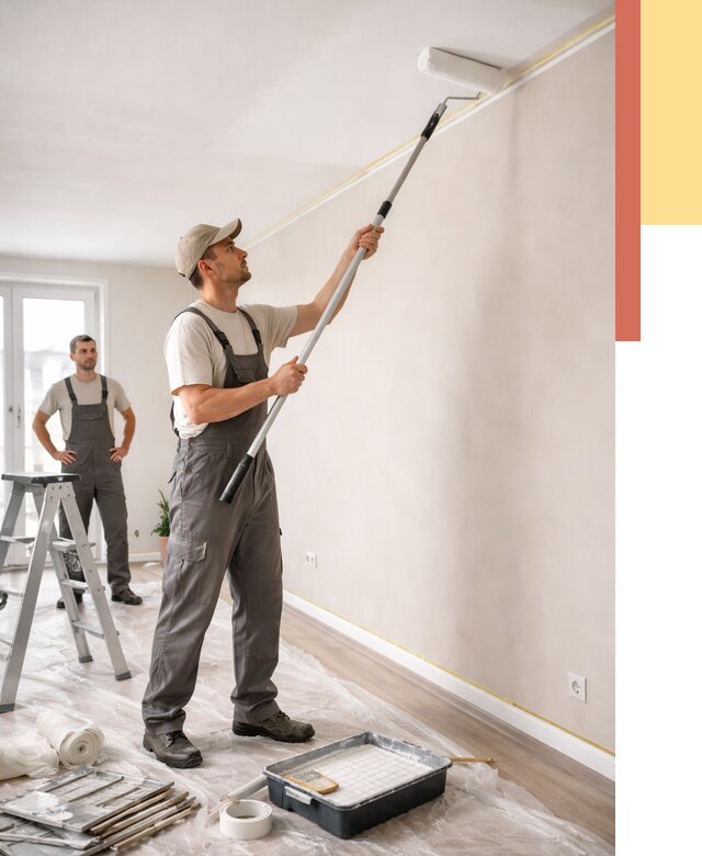 Покраска потолка из гипсокартона в таре от 4630 руб./м2 — услуги под ключ | ОТДЕЛОЧНИК-Тар