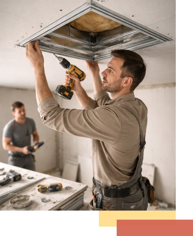 Монтаж люка в потолок из ГКЛ в таре