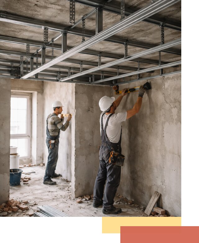 Монтаж каркаса потолка из профильного профиля в таре