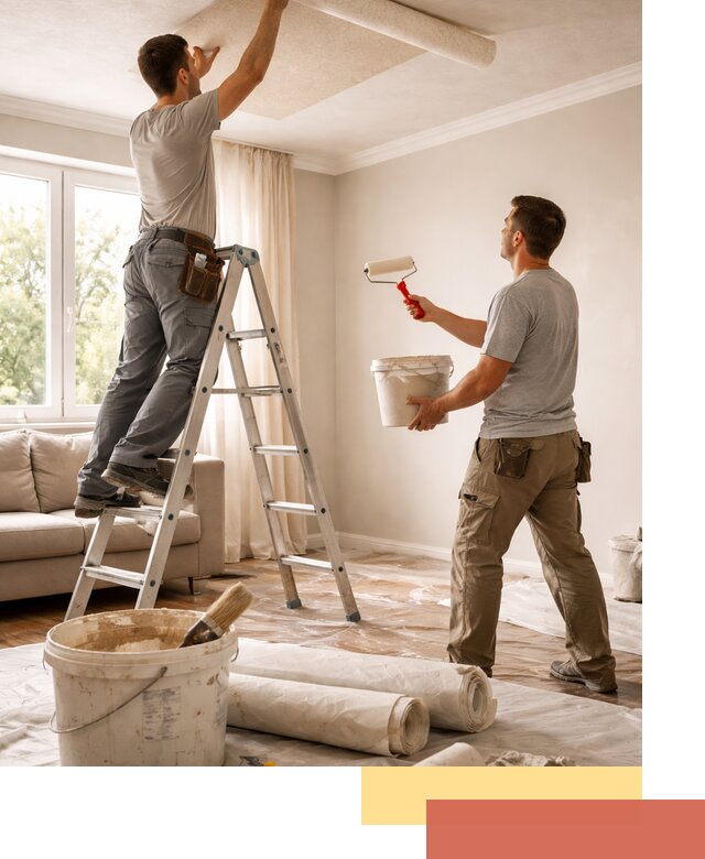 Поклейка обоев на потолок в таре — качественно и быстро