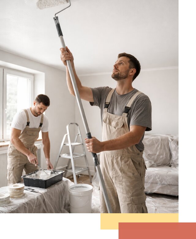 Покраска потолка водоэмульсионной краской в таре