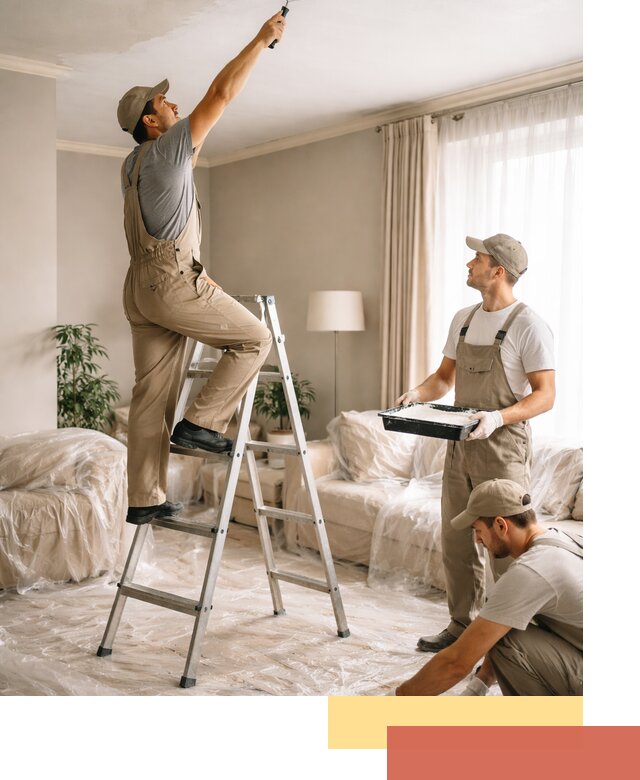 Покраска потолков акриловой краской в таре качественно и быстро