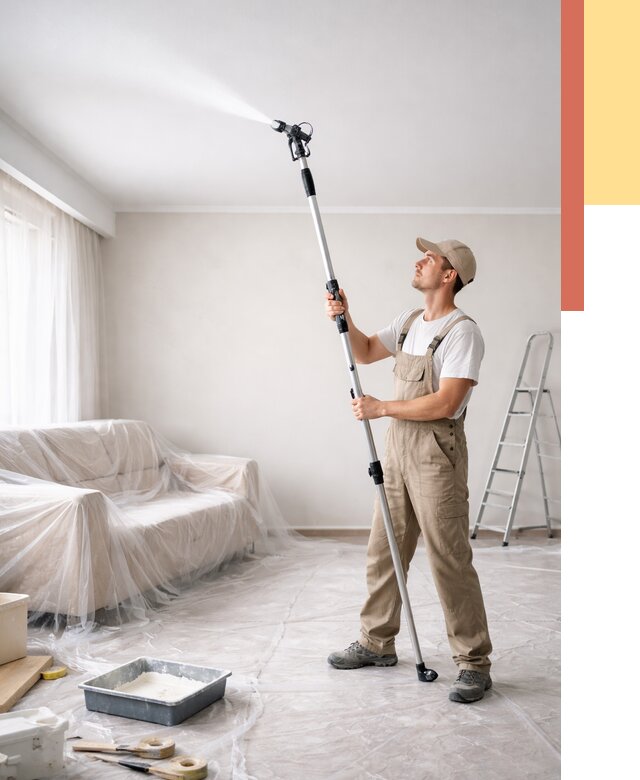 Покраска потолка краскопультом в таре от 4630 руб. быстро и недорого | ОТДЕЛОЧНИК-Тар