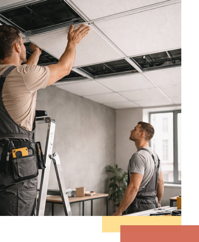 Монтаж потолочной плитки в таре качественно и в срок